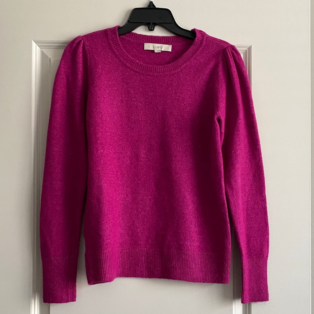 LOFT Fuchsia Crew Neck Sweater